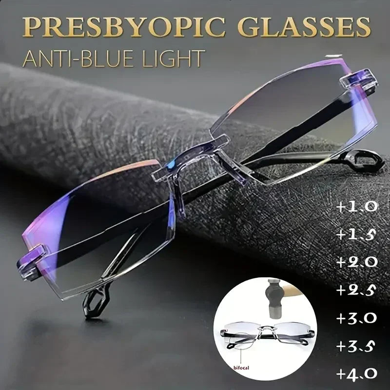 👓 Auto Focus Progressive Reading Glasses | Rimless Anti-Blue Light Lens | Buy 1 Get 1 FREE | Only ₹599