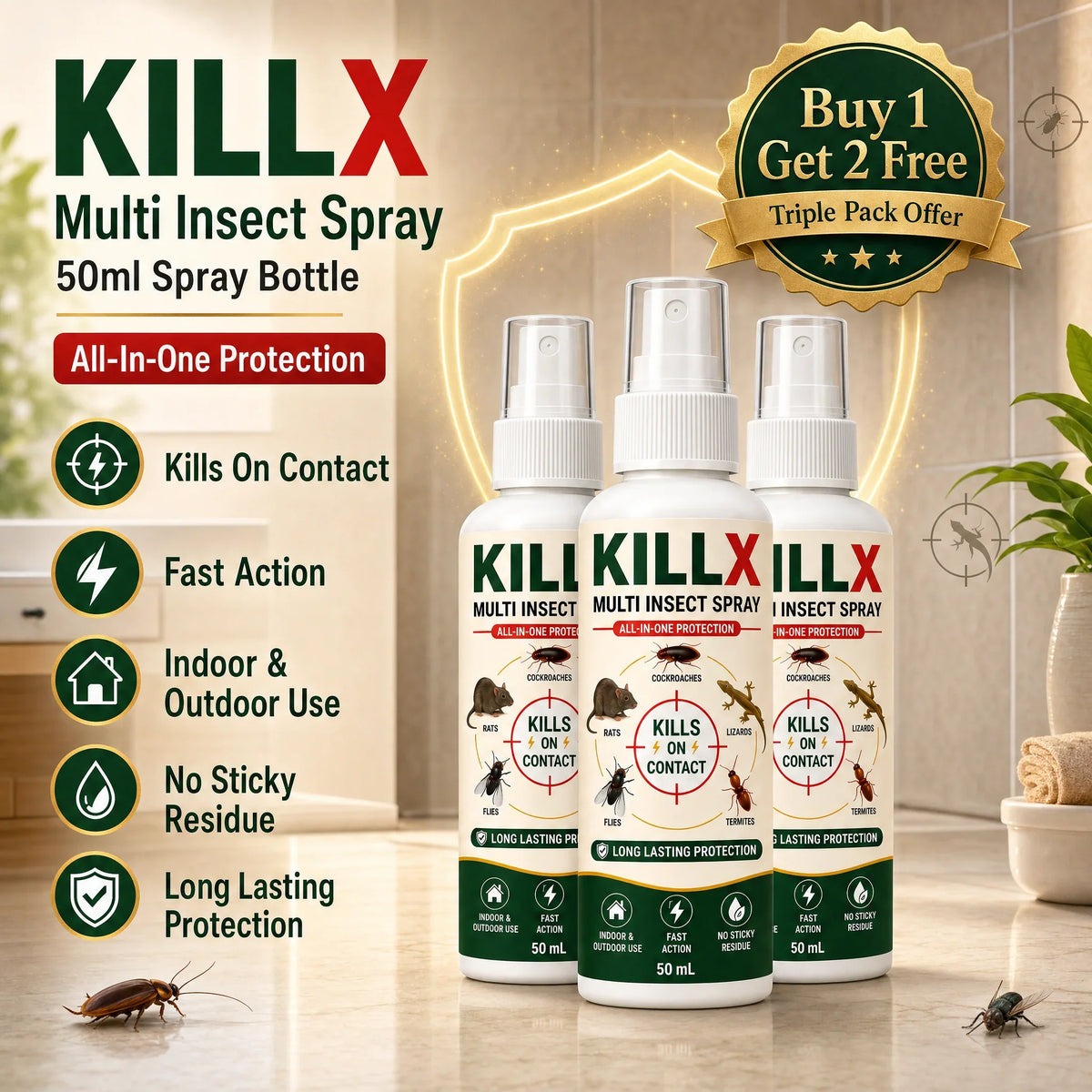 🚨 BUY 1 GET 2 FREE – KILLX Multi-Insect Spray | Powerful Pest Control for Home | Fast & Easy Pest Protection