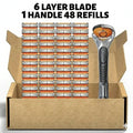 🪒 Premium 6-Layer Razor Kit | 48 Razor Refills + Free Handle | Smooth, Close & Comfortable Shave | Only ₹699